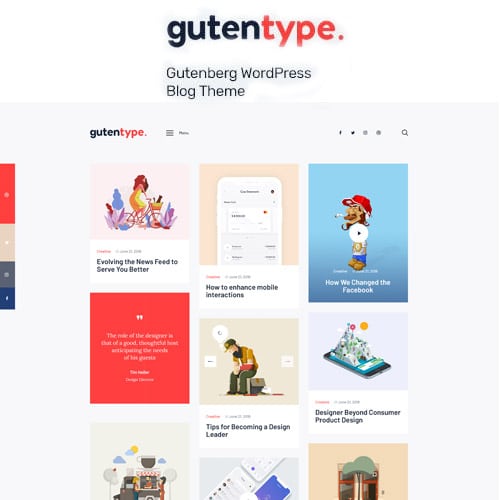 Gutentype 100% Gutenberg WordPress Theme for Modern Blog