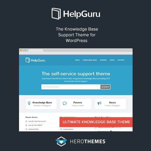 HelpGuru – A Self-Service Knowledge Base WordPress Theme
